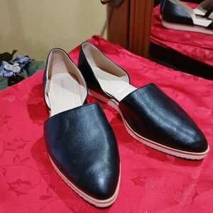 Adrienne Vittadini Black D’Orsay Flats Size 9.5M Pointed Toe Comfort Shoes